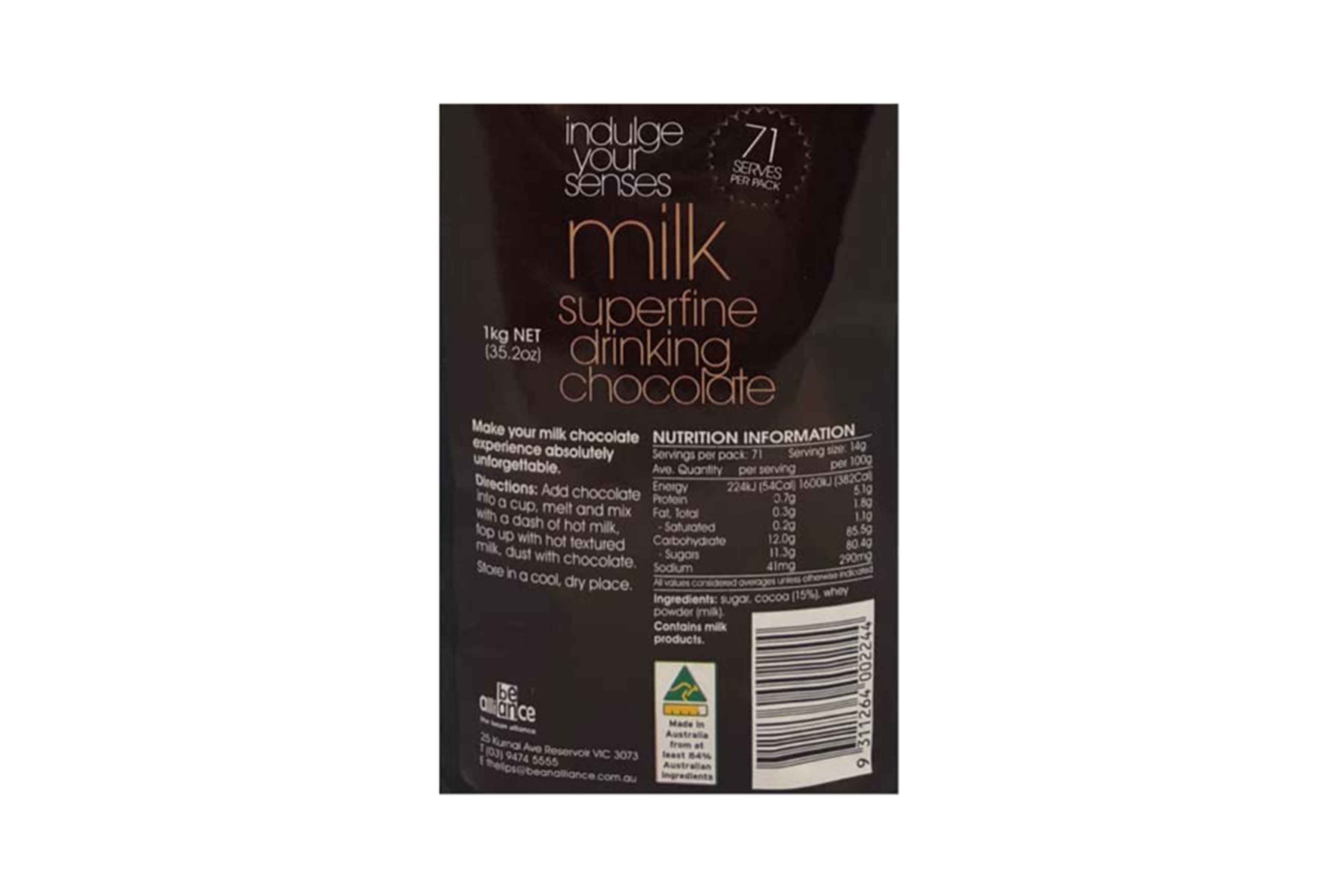 Indulge Your Senses Milk Chocolate Nutrition 